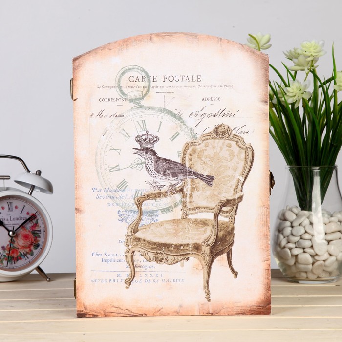 Ключница дерево 6 крючков "Антикварный стул" 29х20х6,8 см