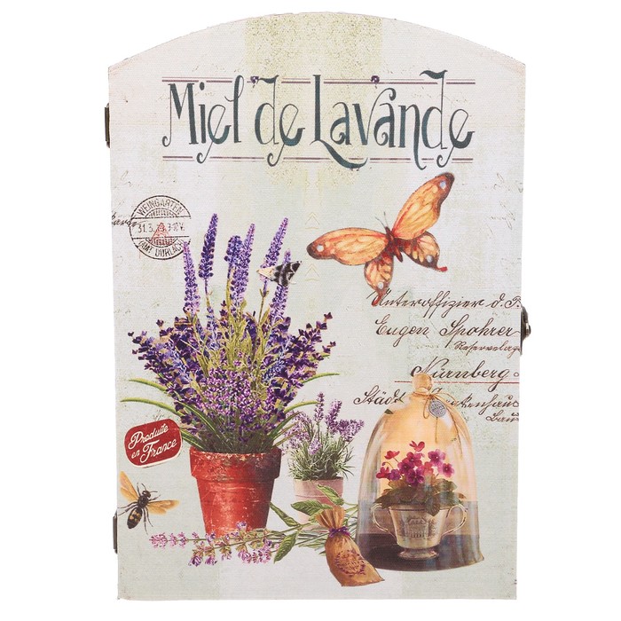 Ключница дерево 6 крючков "Лаванда" 29х20х6,8 см