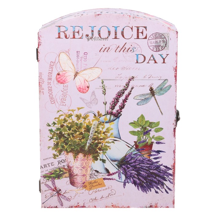 Ключница дерево 6 крючков "Сад с лавандой" 29х20х6,8 см