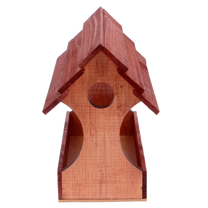 Кормушка "Беседка" деревянная, мокко, 11х24х19см