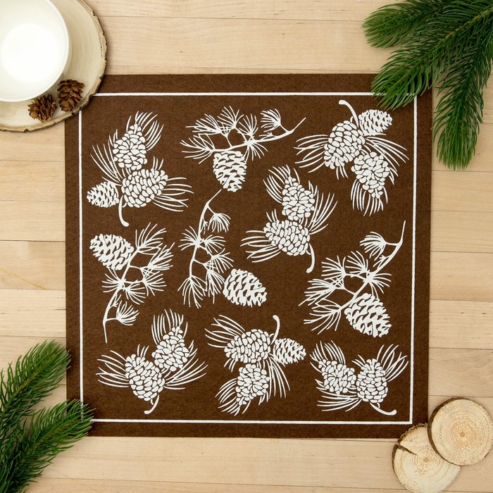 Салфетка декоративная "Шишки" 30х30 см, фетр 100 %п/э