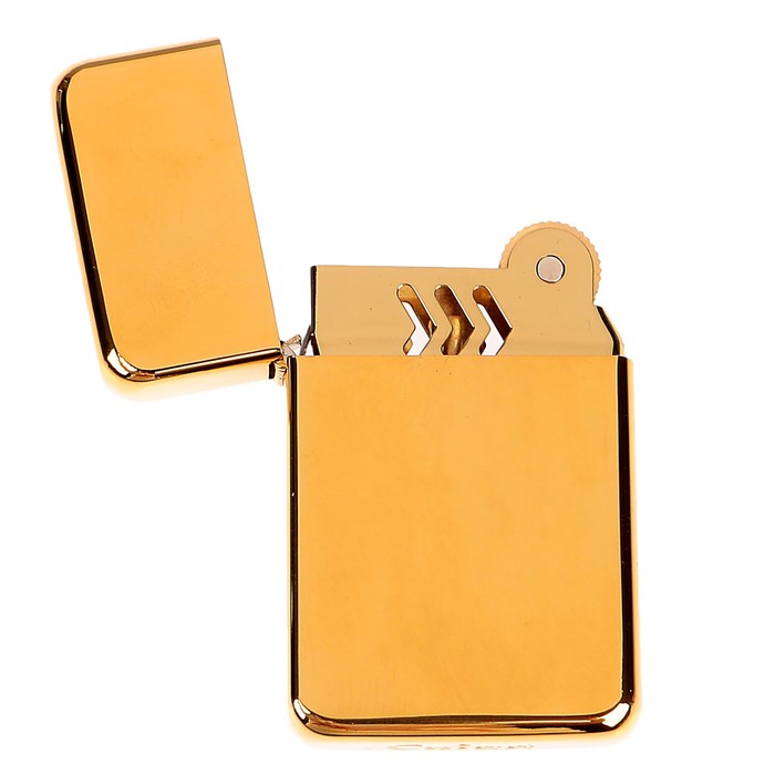 Зажигалка с крышкой, бензин, золотистая, 3.5х6 см