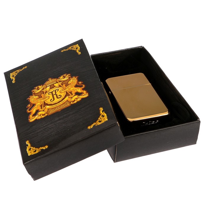 Зажигалка с крышкой, бензин, золотистая, 3.5х6 см