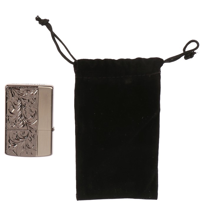 Зажигалка с крышкой, бензин, серебристый металл и роспись, хром, 4х6 см