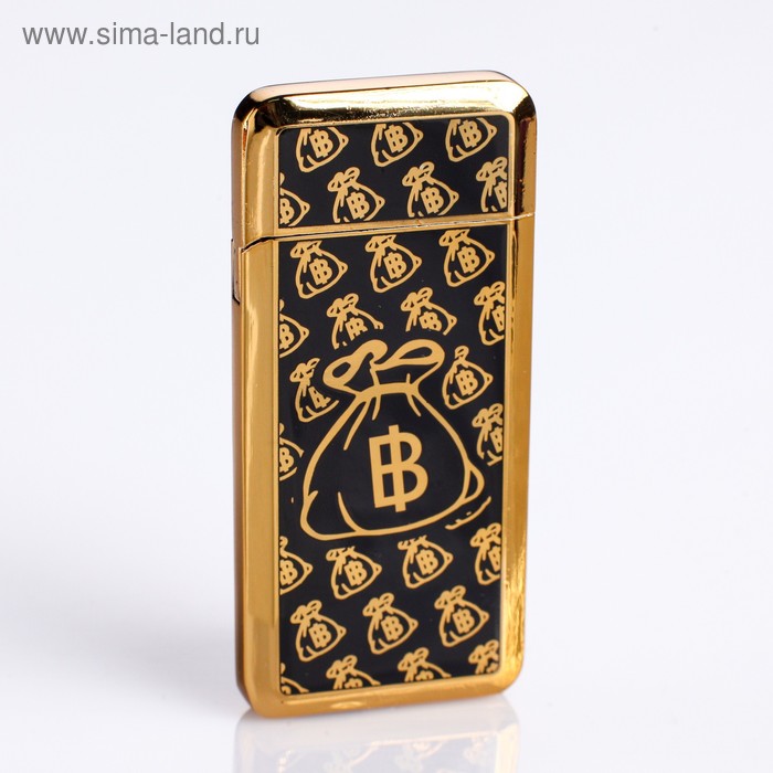 

Зажигалка электронная "Биткоин", спираль, USB, 3.5 х 7 см, черно-золотая