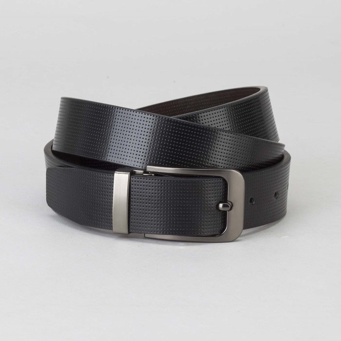 Ремень мужской, пряжка тёмный металл, ширина - 3 см, цвет чёрный