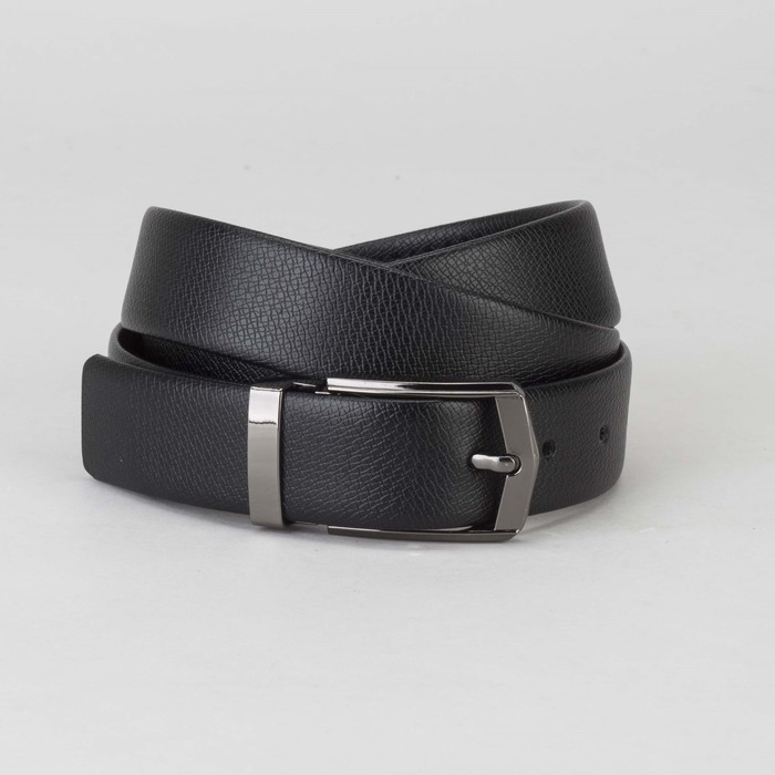Ремень мужской, пряжка тёмный металл, ширина - 3 см, цвет чёрный
