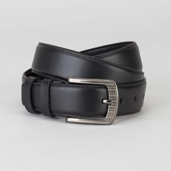 Ремень мужской, гладкий, пряжка тёмный металл, ширина - 3,5 см, цвет чёрный
