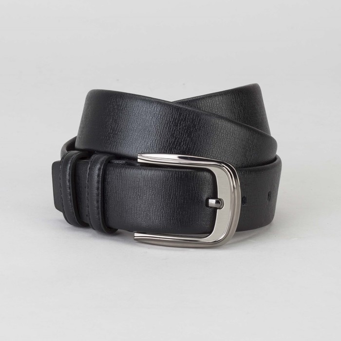Ремень мужской, гладкий, пряжка тёмный металл, ширина - 3,5 см, цвет чёрный