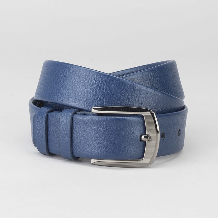 Ремень мужской, пряжка тёмный металл, ширина - 3,7 см, цвет синий