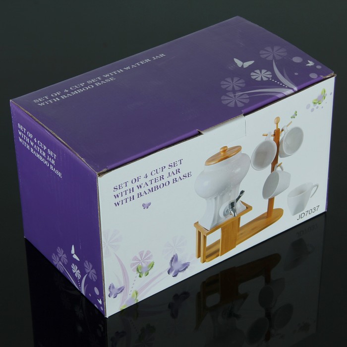 Набор питьевой "Эстет", 13 предметов: бочонок 1 л с краником, 6 кружек 200 мл, 6 подставок