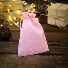 Мешочек подарочный из холщи, розовый, 13 х 18 см