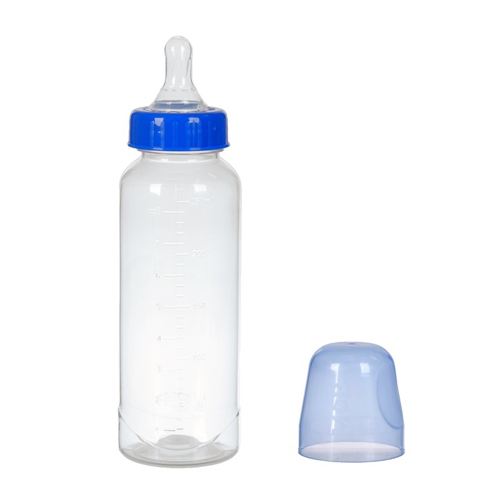 Бутылочка для кормления детская классическая, 250 мл, от 0 мес., цвет синий