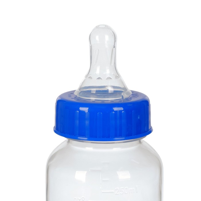 Бутылочка для кормления детская классическая, 250 мл, от 0 мес., цвет синий