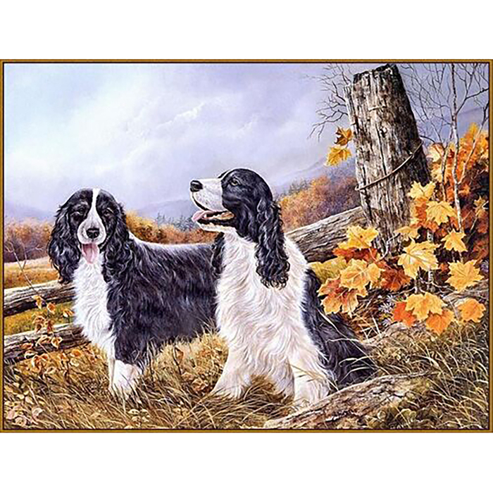 Алмазная мозаика "Спаниели на охоте", 31 цвет