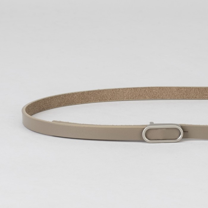 Ремень женский, гладкий, пряжка матовый металл, ширина - 1 см, цвет бежевый