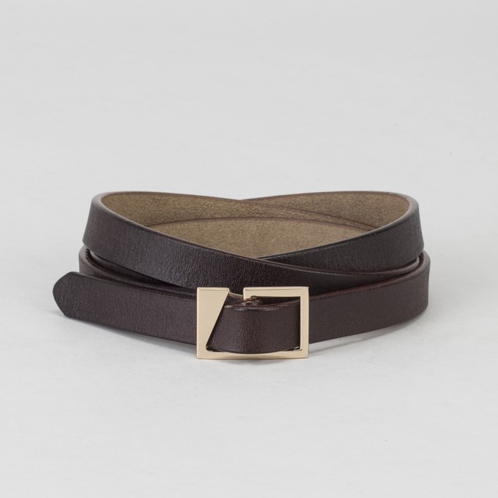 Ремень женский, гладкий, пряжка золото, ширина - 1,5 см, цвет коричневый