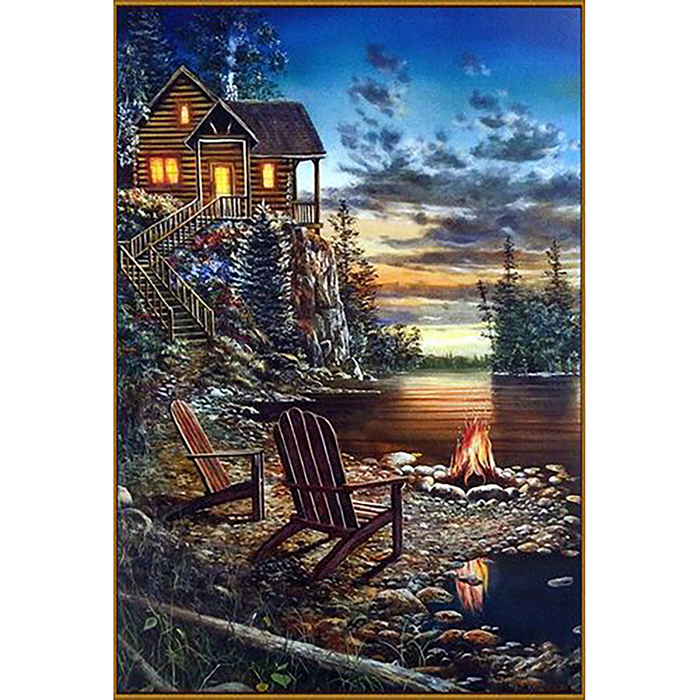 Алмазная мозаика "Тихий вечер", 39 цветов