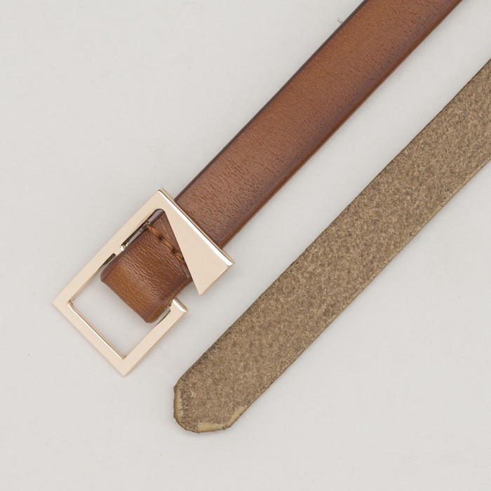 Ремень женский, гладкий, пряжка золото, ширина - 1,5 см, цвет рыжий