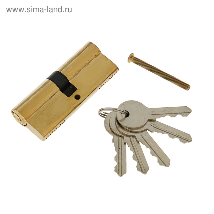 Цилиндровый механизм, 80 мм, английский ключ, 5 ключей, цвет золото