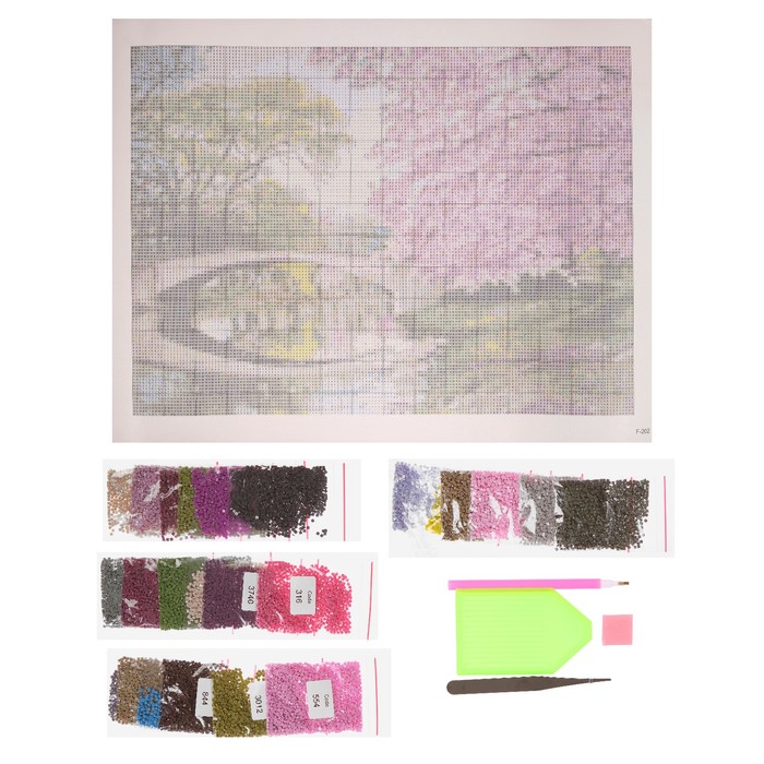 Алмазная мозаика "Сакура цветет", 24 цвета