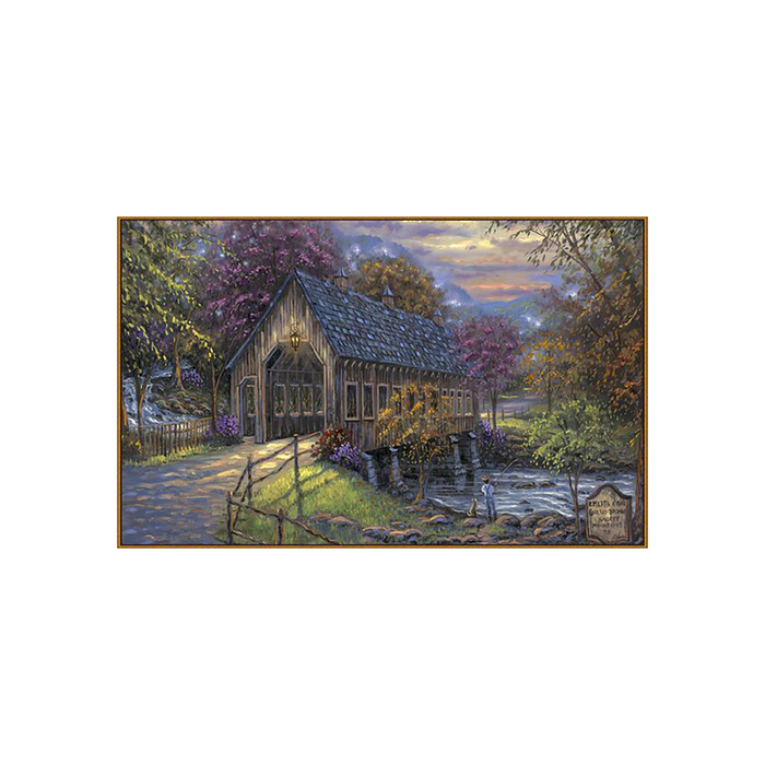 Алмазная мозаика "Крытый мост", 31 цвет