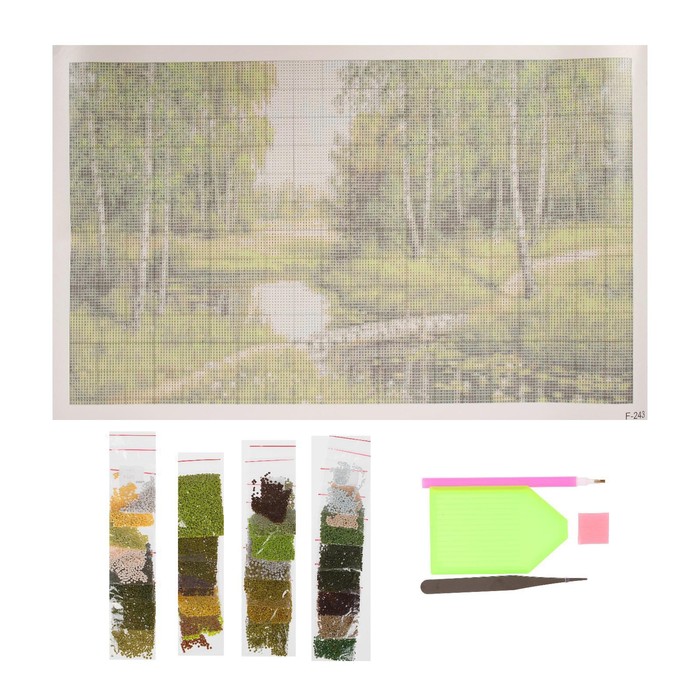 фото Алмазная мозаика «берёзовый мостик», 37 цветов milato