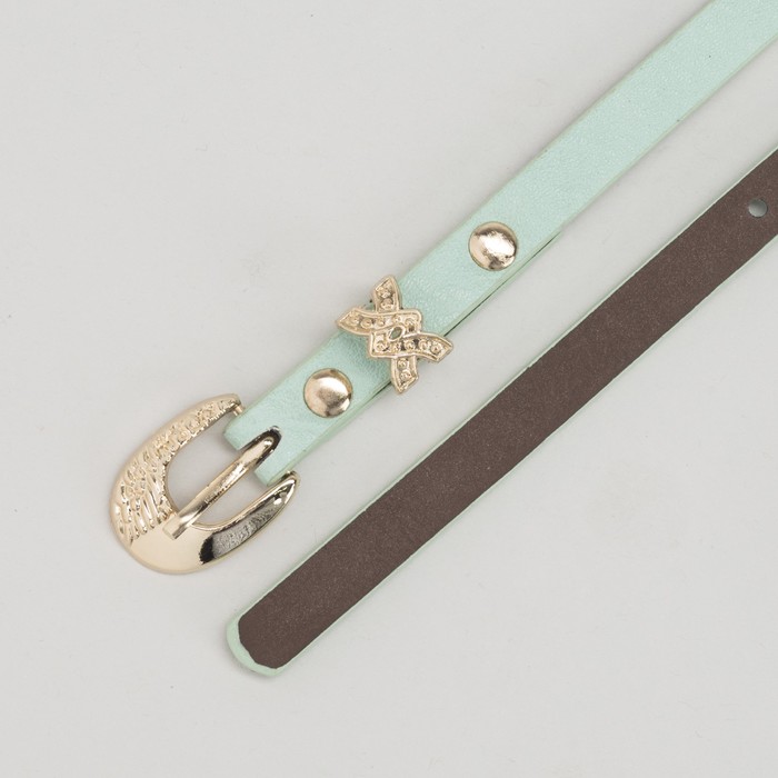 Ремень женский, пряжка и хомут золото, ширина - 0,8 см, цвет мятный