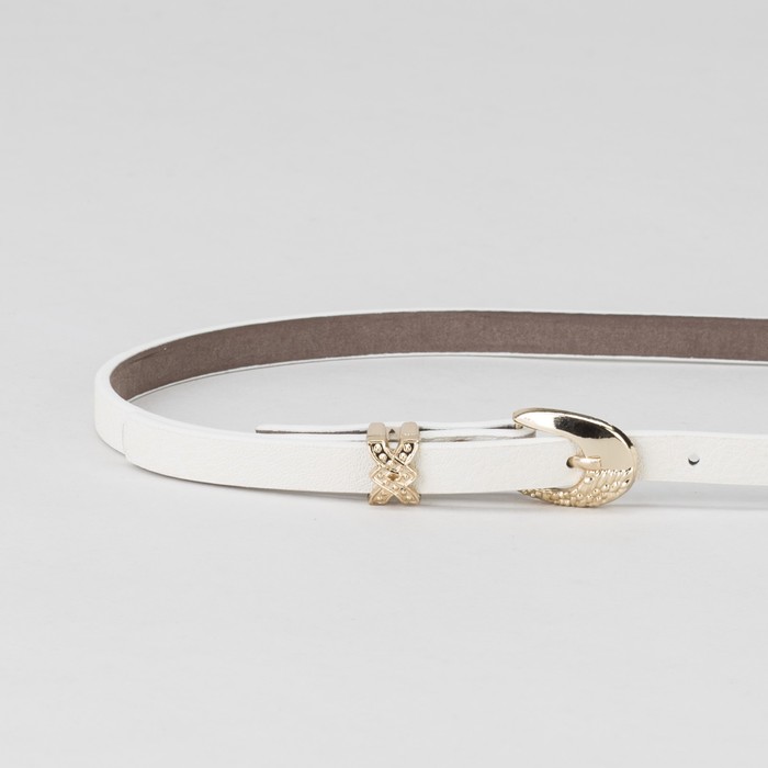 Ремень женский, пряжка и хомут золото, ширина - 0,8 см, цвет молочный