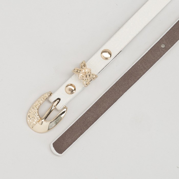 Ремень женский, пряжка и хомут золото, ширина - 0,8 см, цвет молочный