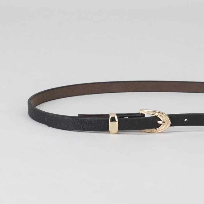 Ремень женский, пряжка и хомут золото, ширина - 0,8 см, цвет чёрный