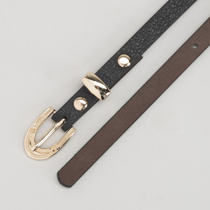 Ремень женский, пряжка и хомут золото, ширина - 0,8 см, цвет чёрный