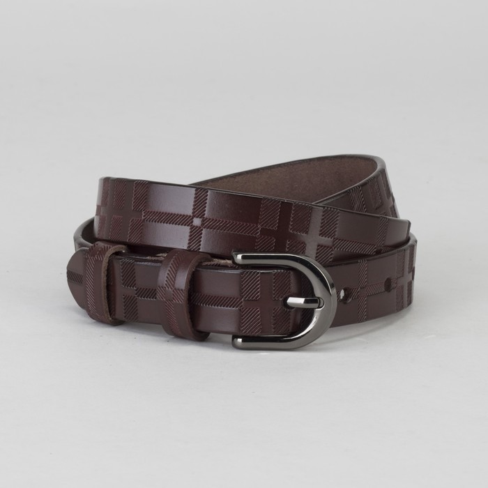 Ремень женский, пряжка тёмный металл, ширина - 2 см, цвет кофе