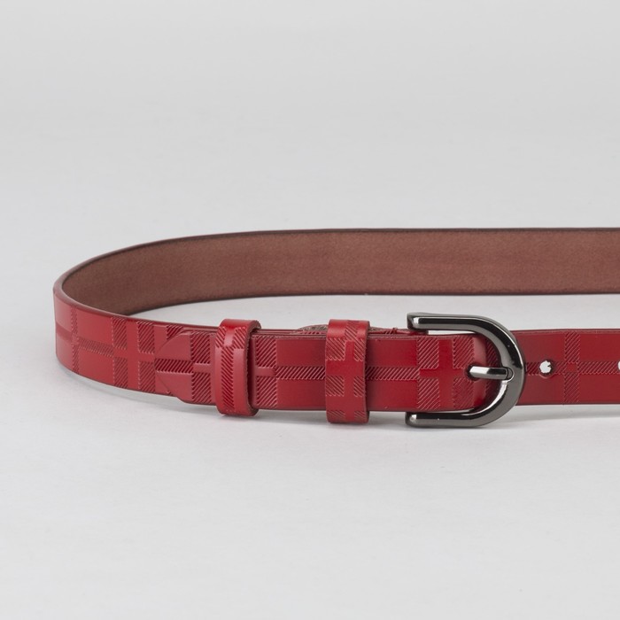 Ремень женский, пряжка тёмный металл, ширина - 2 см, цвет красный