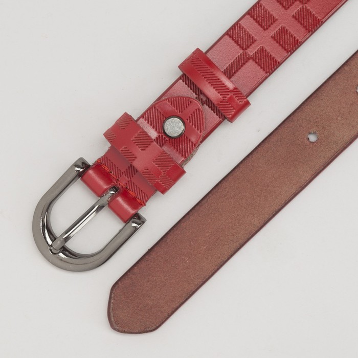Ремень женский, пряжка тёмный металл, ширина - 2 см, цвет красный