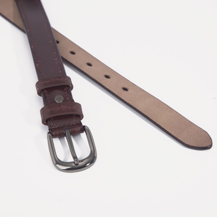 Ремень женский, пряжка тёмный металл, ширина - 2,7 см, цвет кофе