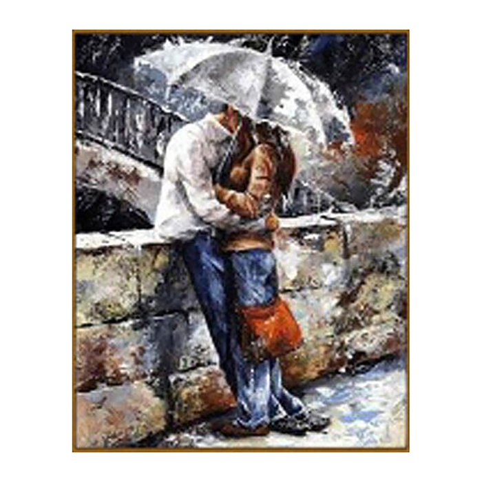 Алмазная мозаика "Двое под дождем", 30 цветов