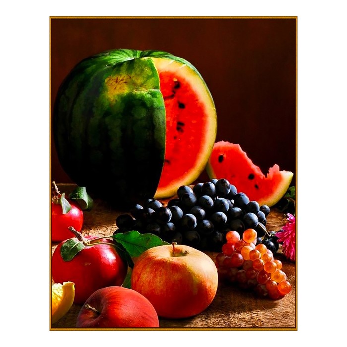 Алмазная мозаика "Натюрморт с арбузом", 27 цветов
