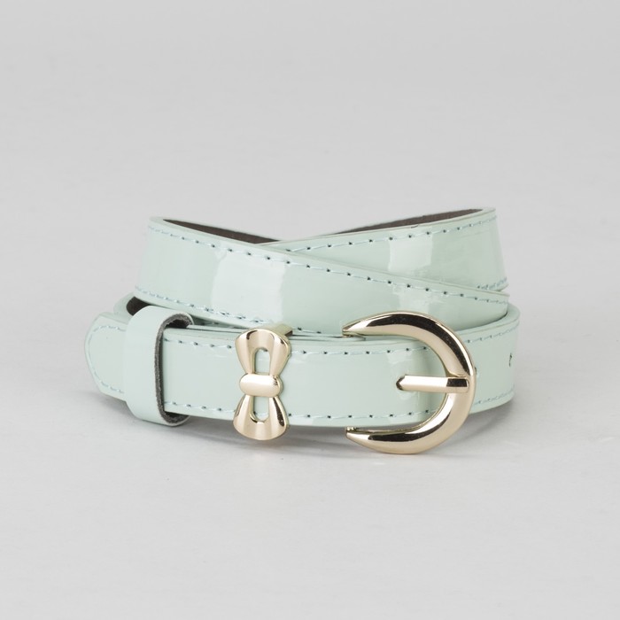 Ремень женский, гладкий, пряжка и хомут золото, ширина - 2,2 см, цвет мятный
