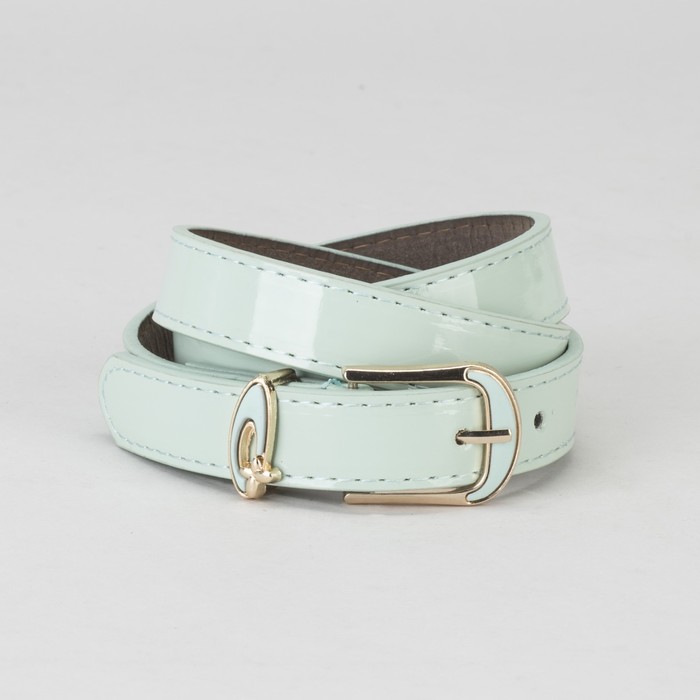 Ремень женский, гладкий, пряжка и хомут золото, ширина - 2,2 см, цвет мятный