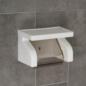 Держатель для туалетной бумаги с полочкой, 18×11,5×12 см, цвет белый Ош