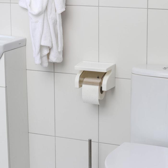 Держатель для туалетной бумаги с полочкой 18×11,5×12 см, цвет белый