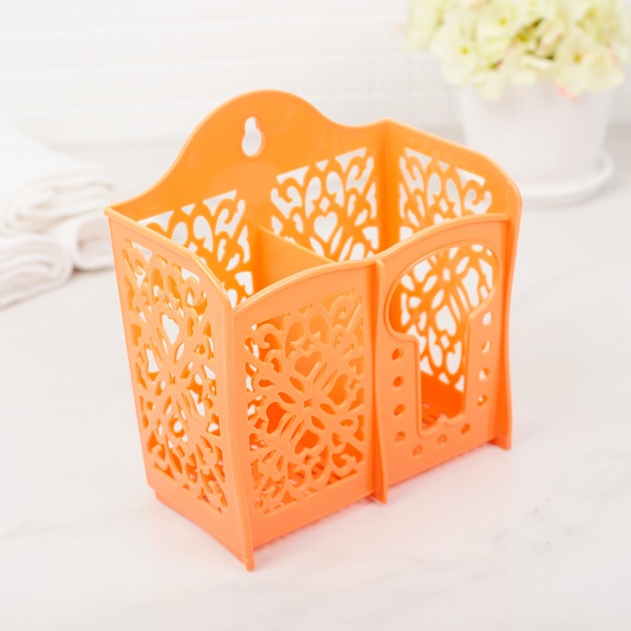 Корзина для хранения 13х10х15 см, 2 отделения, цвет МИКС