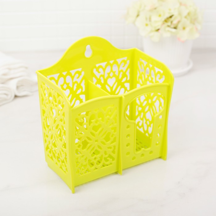 Корзина для хранения 13х10х15 см, 2 отделения, цвет МИКС