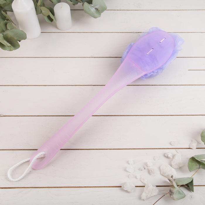 Мочалка для тела с ручкой гнущаяся, 35 гр, цвет МИКС