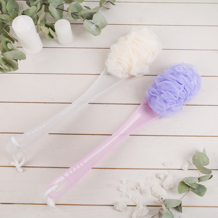 Мочалка для тела с ручкой гнущаяся, 35 гр, цвет МИКС