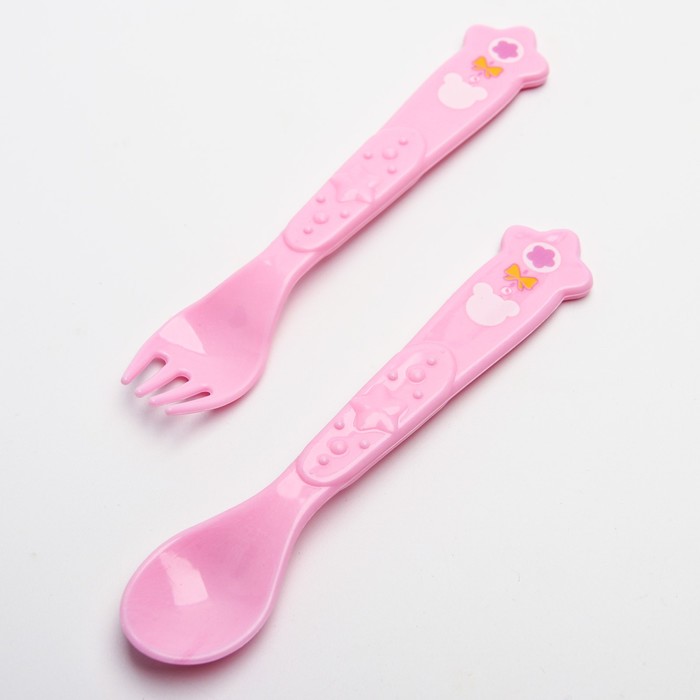 Набор детской посуды «Маленькая леди», 3 предмета: тарелка на присоске 250 мл, ложка, вилка, от 5 мес.