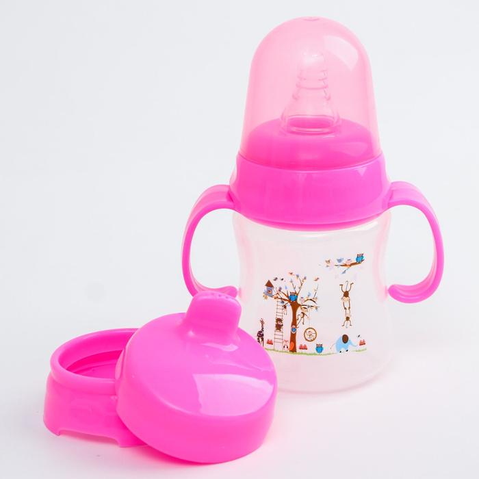 Поильник-трансформер 3 в 1, 210 мл, от 0 мес., цвет розовый, рисунок МИКС
