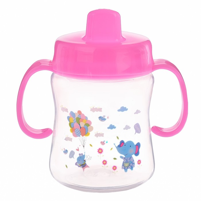 Поильник-трансформер 3 в 1, 210 мл, от 0 мес., цвет розовый, рисунок МИКС
