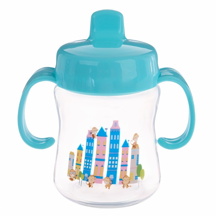 Поильник с твёрдым носиком, 210 мл, от 5 мес., цвет голубой, рисунок МИКС